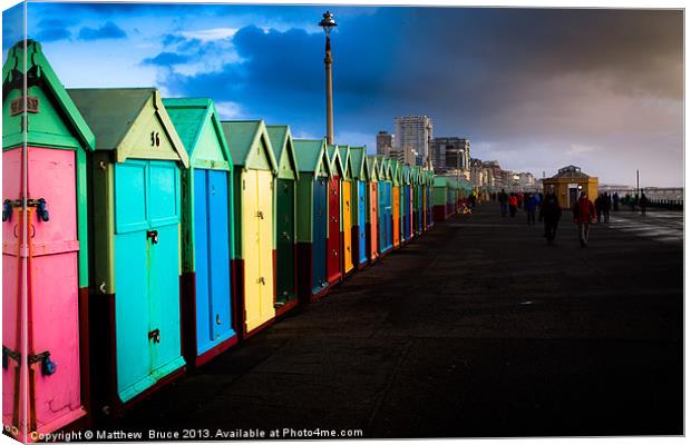 Colourful beach huts at Hove Canvas Print by Matthew Bruce