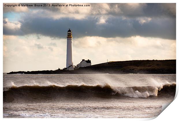 East Coast Lighthouse in Scotland Print by Matthew Bruce