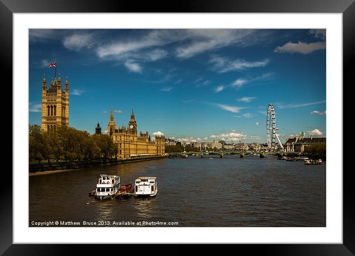 Thames scene from Lambeth Bridge Framed Mounted Print by Matthew Bruce