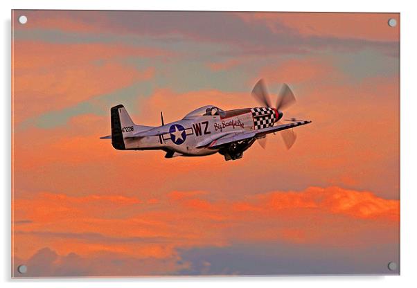 P-51 mustang sunset Acrylic by Rachel & Martin Pics