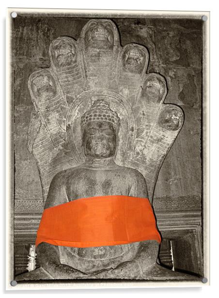 Budha with orange sash Acrylic by Gary Miles