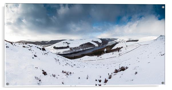 Ladybower Panorama Acrylic by Jonathan Swetnam