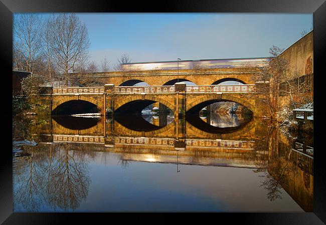Norfolk Bridge Train & Reflections Framed Print by Darren Galpin