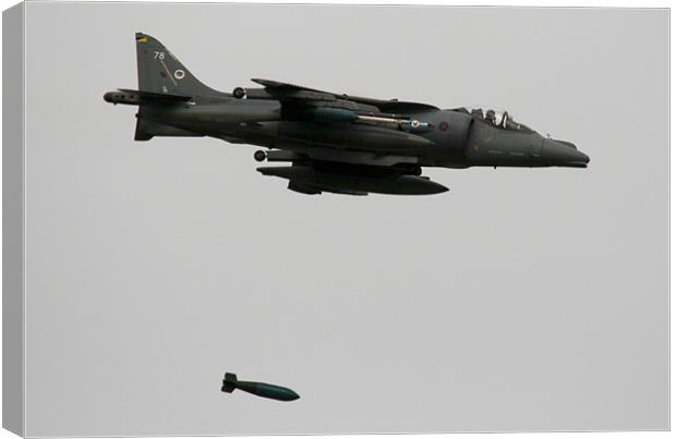Harrier drops big bomb Canvas Print by Rachel & Martin Pics