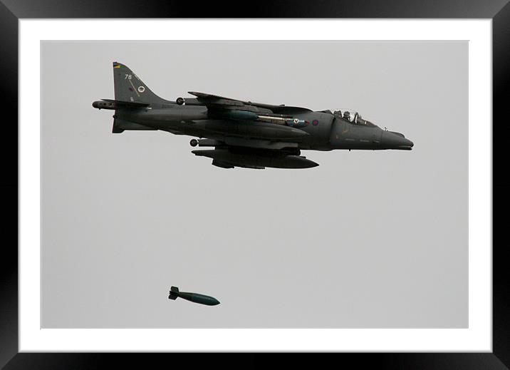 Harrier drops big bomb Framed Mounted Print by Rachel & Martin Pics