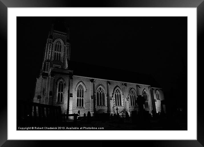 church at night Framed Mounted Print by Robert Chadwick