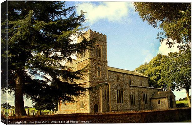 Edgefield Church,  Norfolk Canvas Print by Julie Coe