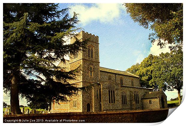 Edgefield Church,  Norfolk Print by Julie Coe