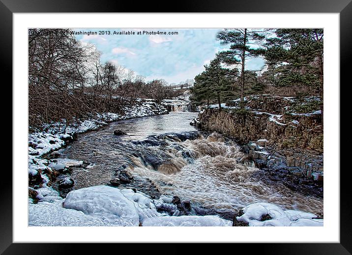 Snow at Low Force Teesdale Framed Mounted Print by Rob Washington