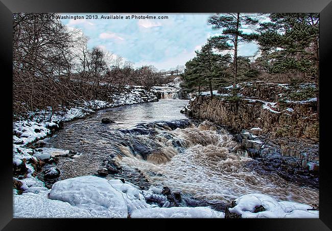 Snow at Low Force Teesdale Framed Print by Rob Washington