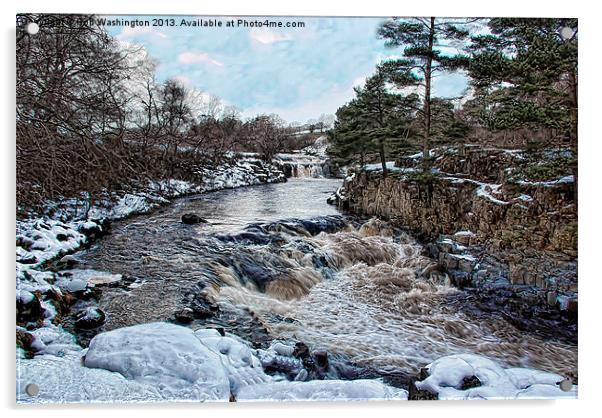 Snow at Low Force Teesdale Acrylic by Rob Washington