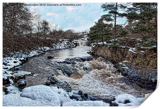 Snow at Low Force Teesdale Print by Rob Washington
