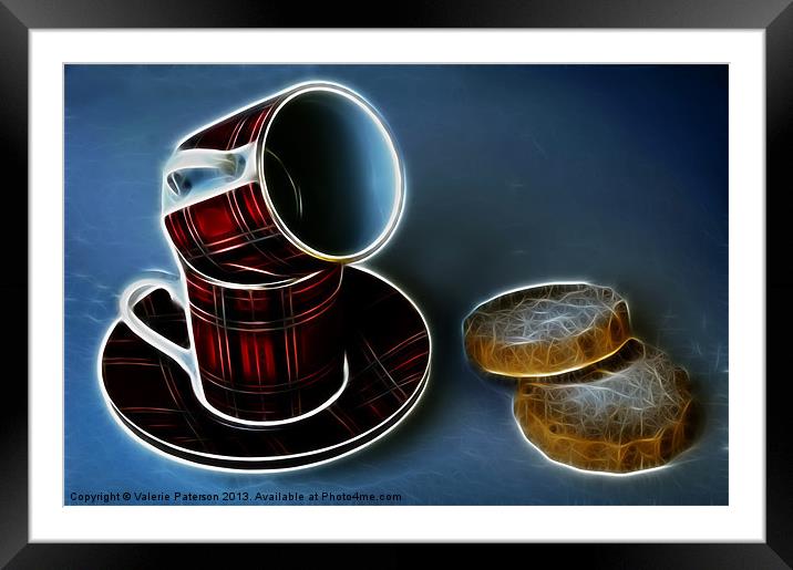 Tartan Coffee Cups Framed Mounted Print by Valerie Paterson