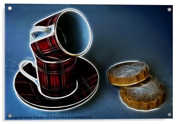 Tartan Coffee Cups Acrylic by Valerie Paterson