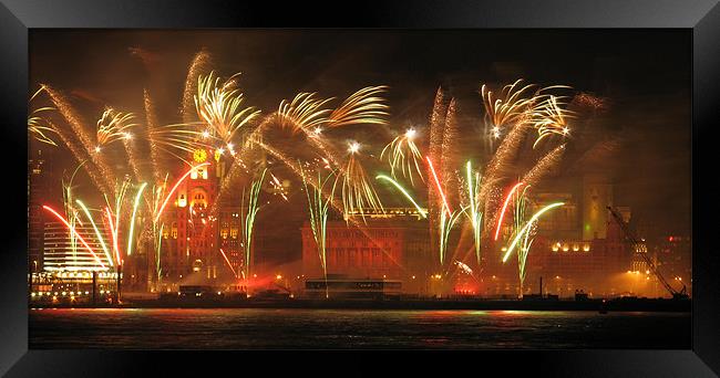 Fireworks on Liverpool Waterfront Framed Print by Simon Case