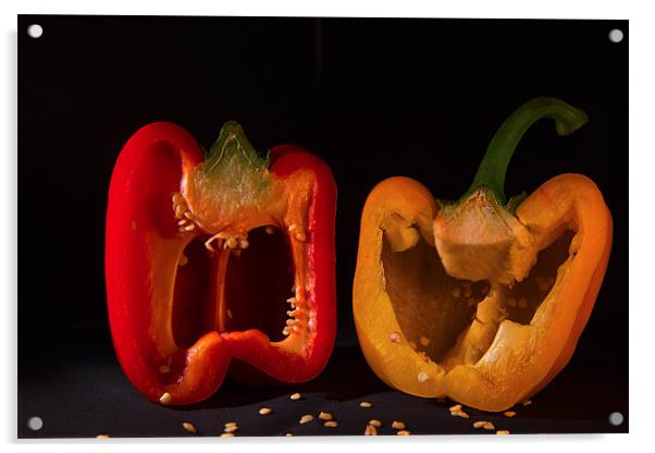 Laughing Peppers Acrylic by Peter Elliott 