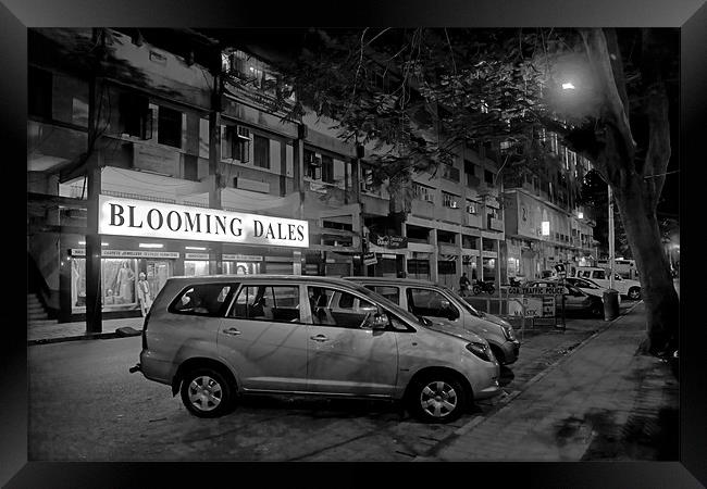 Bloomingdales in Goa under streetlight Framed Print by Arfabita  