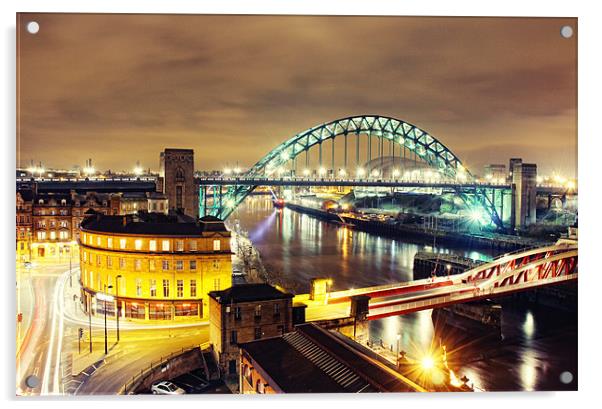 Bright City Lights, Newcastle Acrylic by Toon Photography