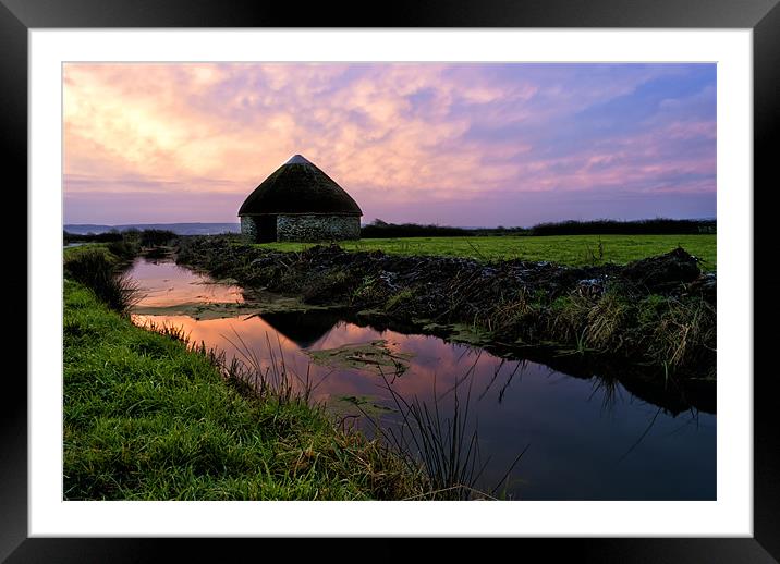 Braunton Marsh sunrise Framed Mounted Print by Dave Wilkinson North Devon Ph