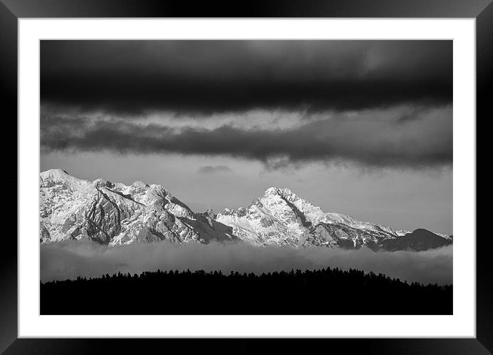 Mountains and clouds Framed Mounted Print by Ian Middleton