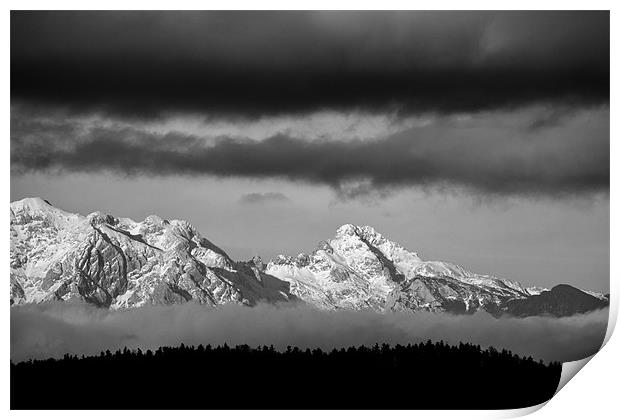 Mountains and clouds Print by Ian Middleton