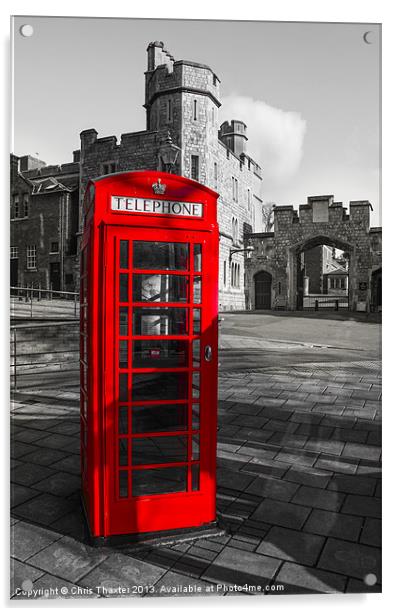 Classic British Phone Box at Windsor Castle Acrylic by Chris Thaxter