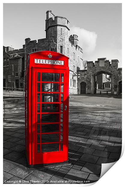 Classic British Phone Box at Windsor Castle Print by Chris Thaxter
