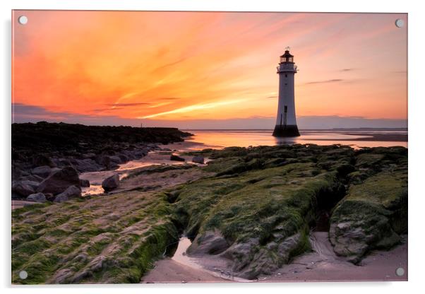 Sunset at Perch Rock Lighthouse Acrylic by raymond mcbride