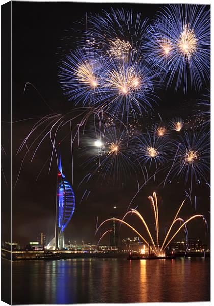 Spinnaker Tower fireworks Canvas Print by Sharpimage NET