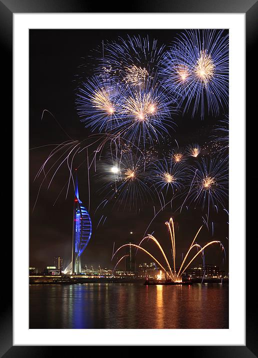 Spinnaker Tower fireworks Framed Mounted Print by Sharpimage NET