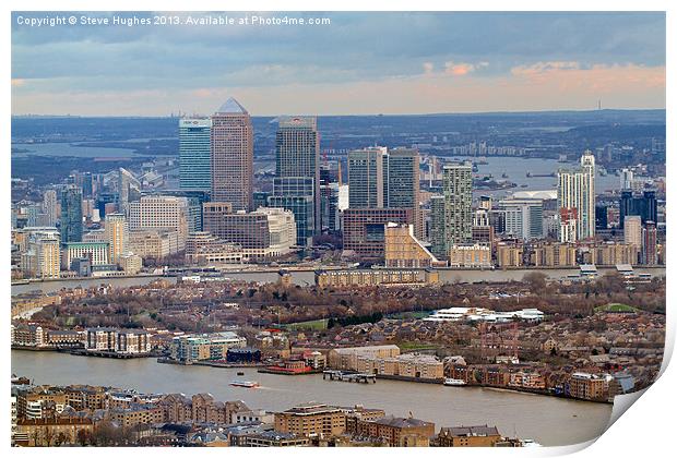 Canary Wharf viewed from The Shard Print by Steve Hughes