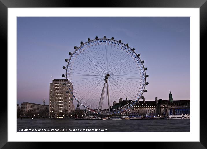 London Eye at Sunset Framed Mounted Print by Graham Custance