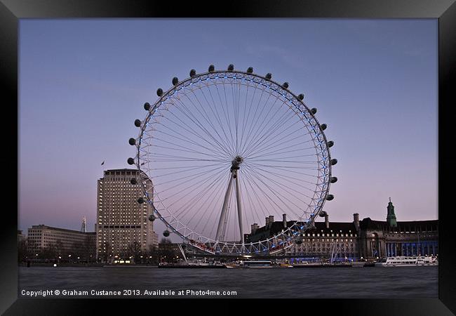 London Eye at Sunset Framed Print by Graham Custance