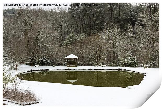 Snow at the Pond Print by Michael Waters Photography
