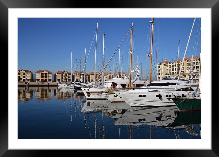 Boats in port Framed Mounted Print by Fine art by Rina