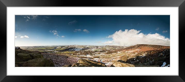 Baslow Edge Panorama Framed Mounted Print by Jonathan Swetnam