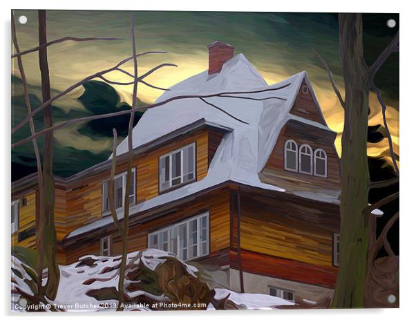 Hill House - Winter Acrylic by Trevor Butcher