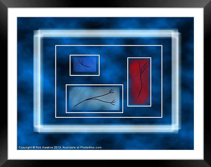 Blue Rectangles Framed Mounted Print by Rob Hawkins