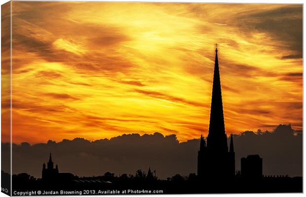 Norwich fiery sky Canvas Print by Jordan Browning Photo