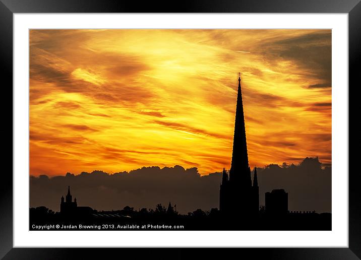 Norwich fiery sky Framed Mounted Print by Jordan Browning Photo