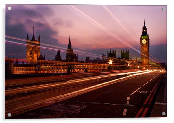 Westminster Sunset Acrylic by Stuart Gennery