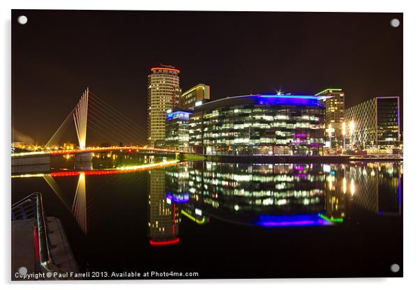 Salford Quays at night Acrylic by Paul Farrell Photography