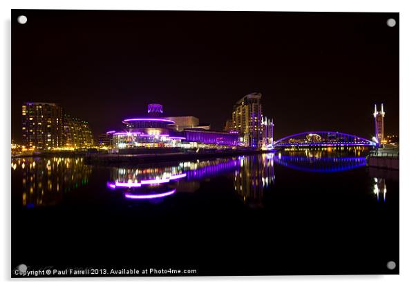 Salford Quays at night Acrylic by Paul Farrell Photography