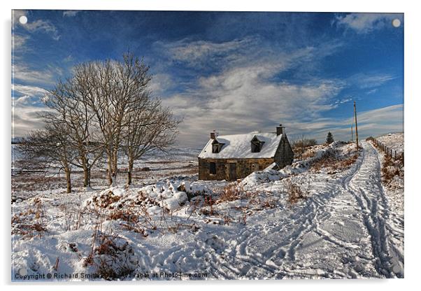 Derelict cottage in the snow Acrylic by Richard Smith