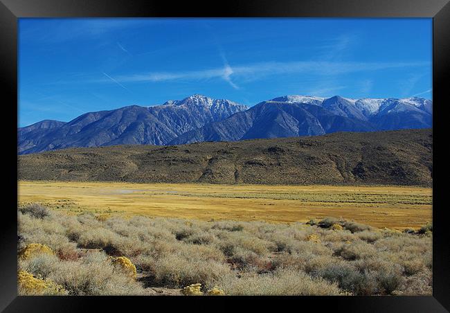 High desert and snowy mountains Framed Print by Claudio Del Luongo