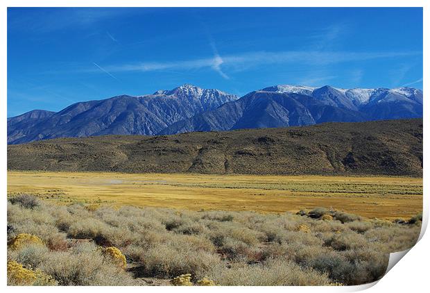 High desert and snowy mountains Print by Claudio Del Luongo