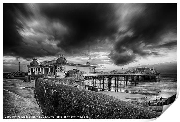 A storm brewing over Cromer Pier in monocrome Print by Mark Bunning