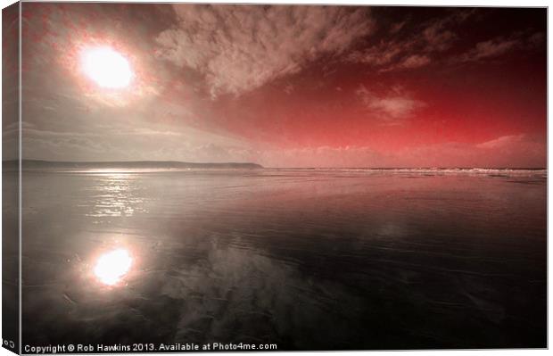 Woolacombe Beach in red Canvas Print by Rob Hawkins