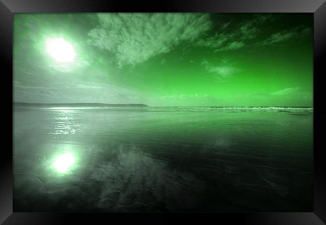 Woolacombe Beach in green Framed Print by Rob Hawkins