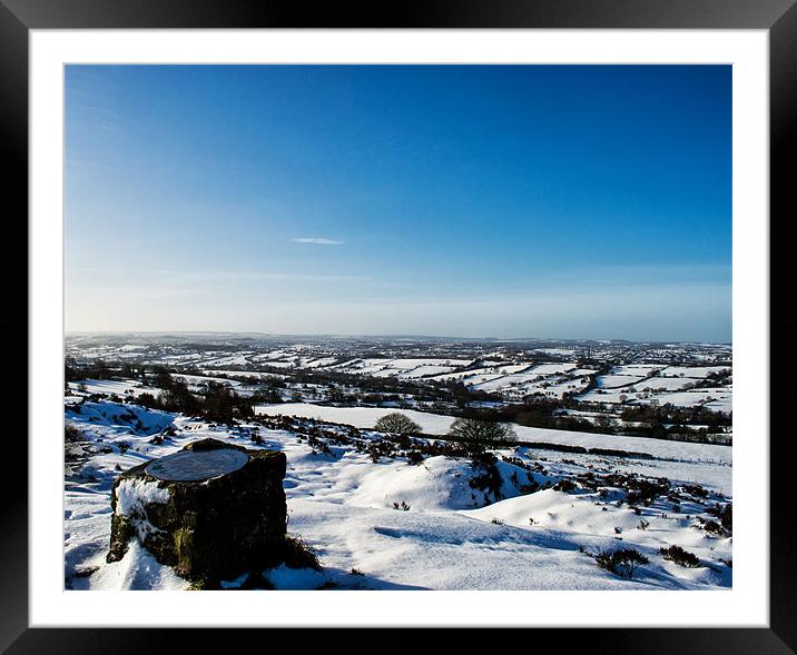 A snowy landscape. Framed Mounted Print by